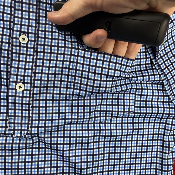 Fennec Polo Shirt Mens L Blue Check US Open Semple Trophy Logo Brookside Sport - Picture 5 of 12